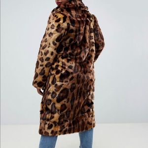 ASOS Curve Leopard Faux Fur Coat